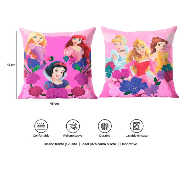Cojín Decorativo Reversible Princesas Flores