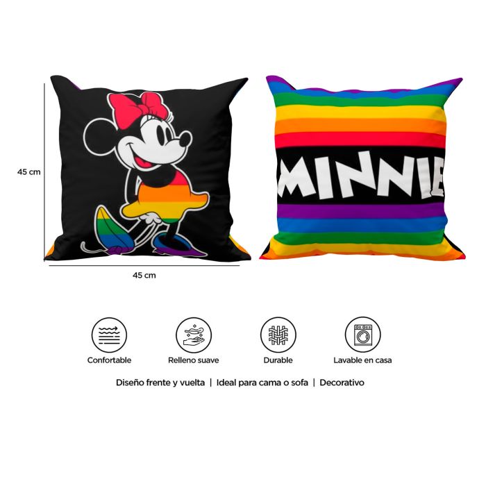 Cojín Decorativo Reversible Minnie Rainbow