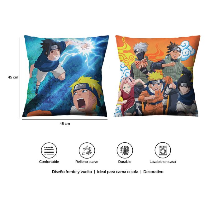 Cojín Decorativo Reversible Naruto Combate Team