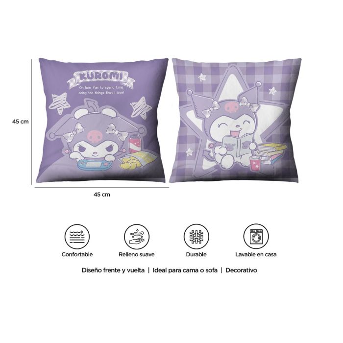 Cojín Decorativo Reversible Kuromi Alegre