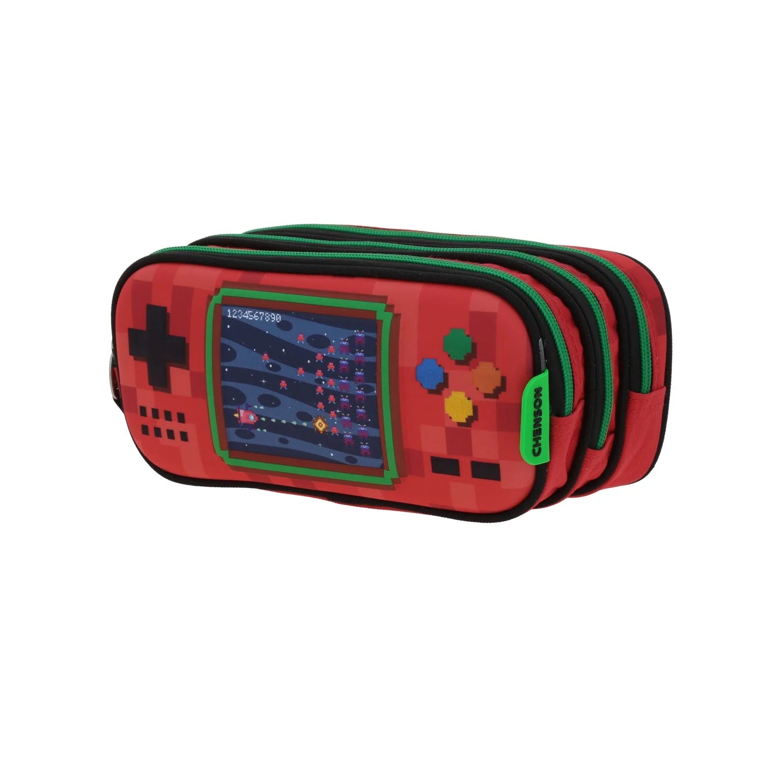 Estuche de Lápices Gamer Chenson Rojo - Diseño Galaga 3D