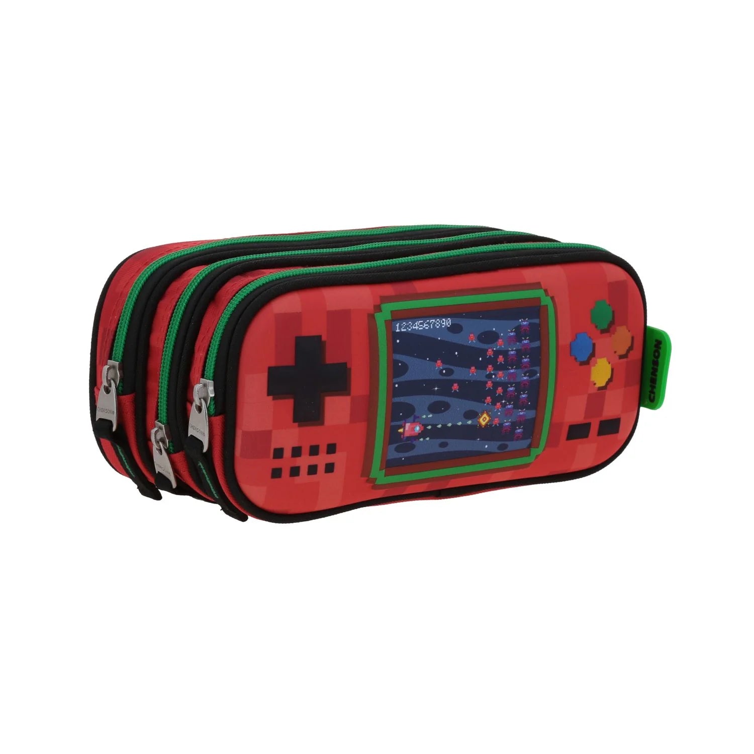 Estuche de Lápices Gamer Chenson Rojo - Diseño Galaga 3D