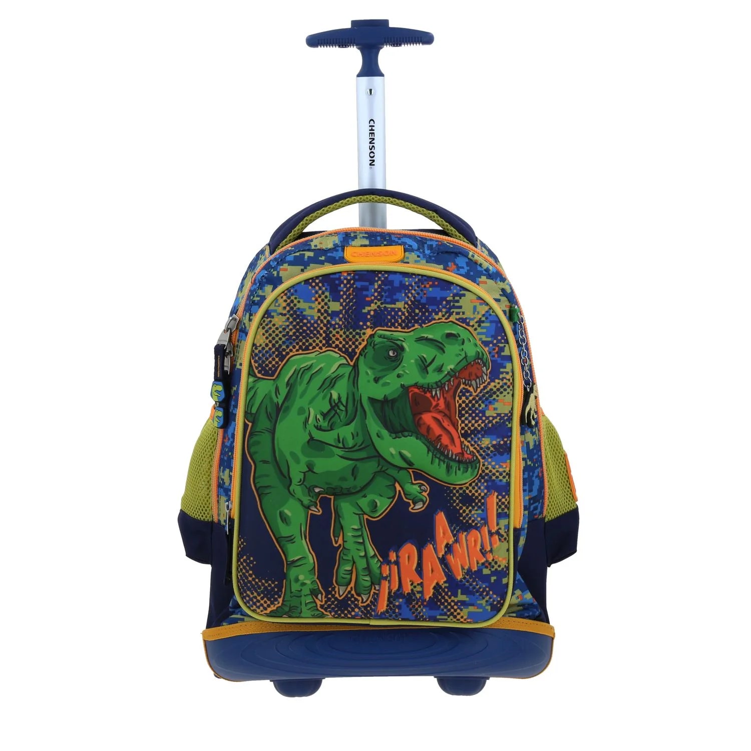 Mochila Escolar con Ruedas 3D Dinosaurio Azul Chenson Korav