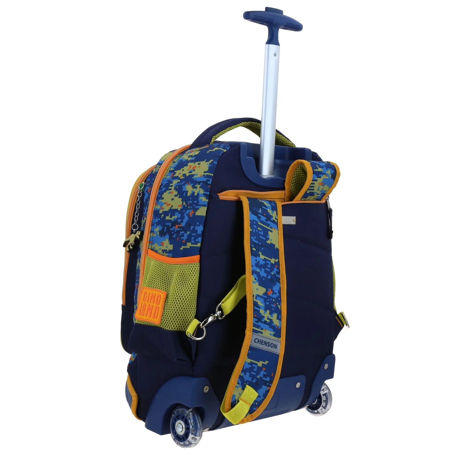 Mochila Escolar con Ruedas 3D Dinosaurio Azul Chenson Korav