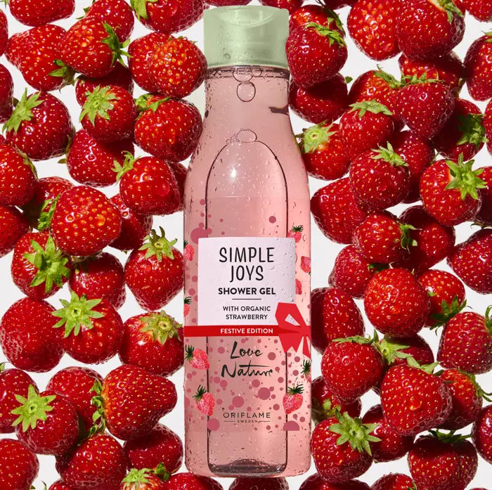 Gel de Ducha con Fresa Orgánica Simple Joys Love Nature Edición Festiva