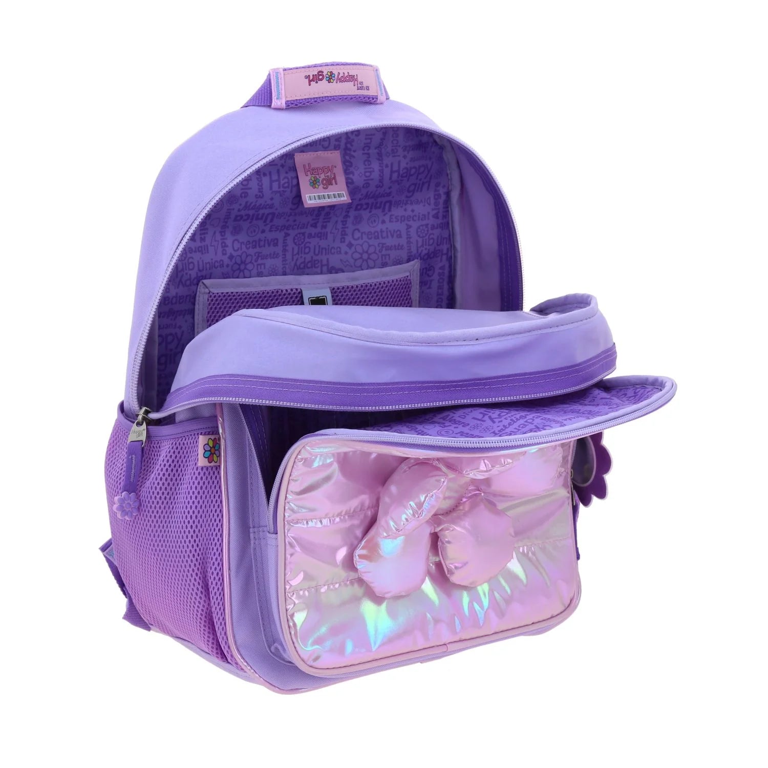 Mochila Happy Girl Flof Flor 3D - Lila Brillante