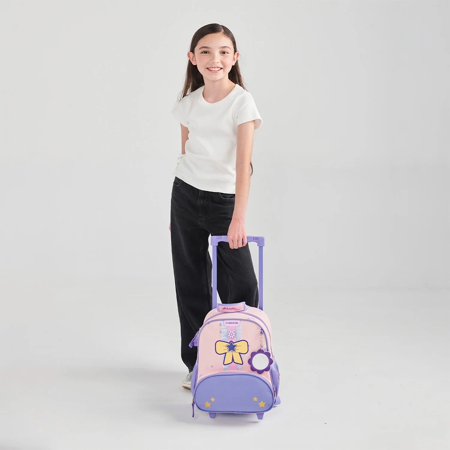 Mochila Escolar con Ruedas Rosa Happy Girl
