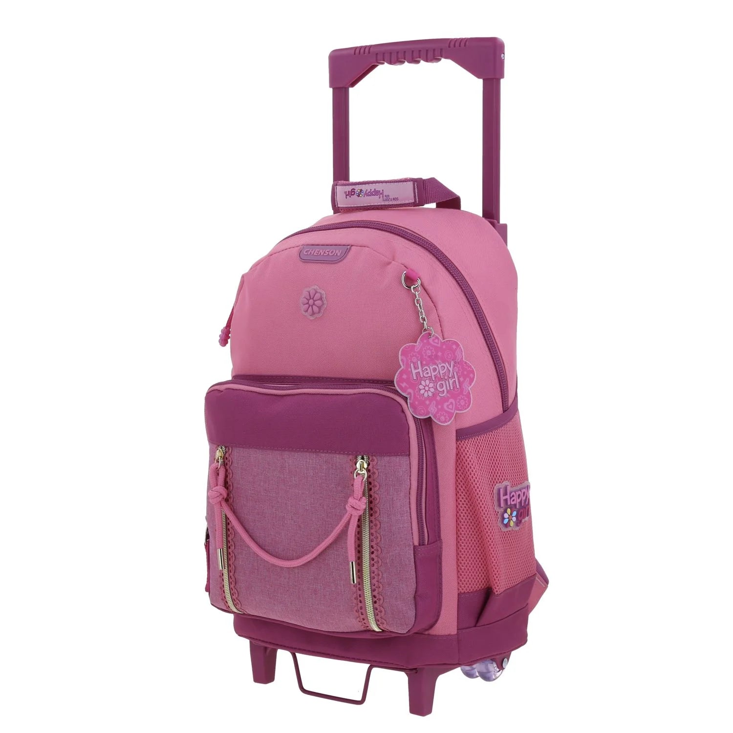 Mochila Rosa con Ruedas Happy Girl - Estilo y Comodidad