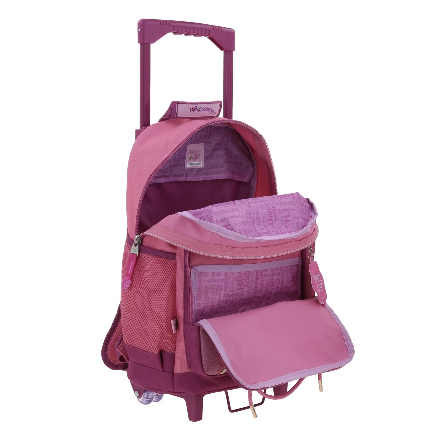 Mochila Rosa con Ruedas Happy Girl - Estilo y Comodidad