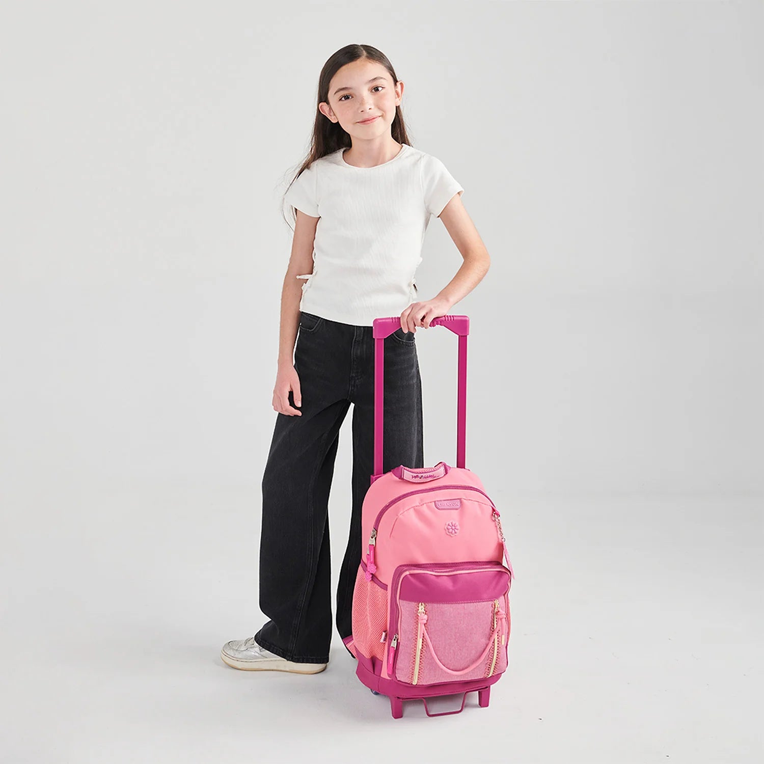 Mochila Rosa con Ruedas Happy Girl - Estilo y Comodidad