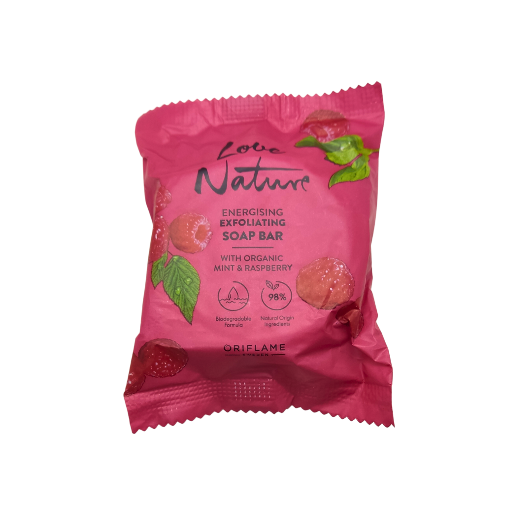 Jabón en Barra Exfoliante Energizante con Menta y Frambuesa