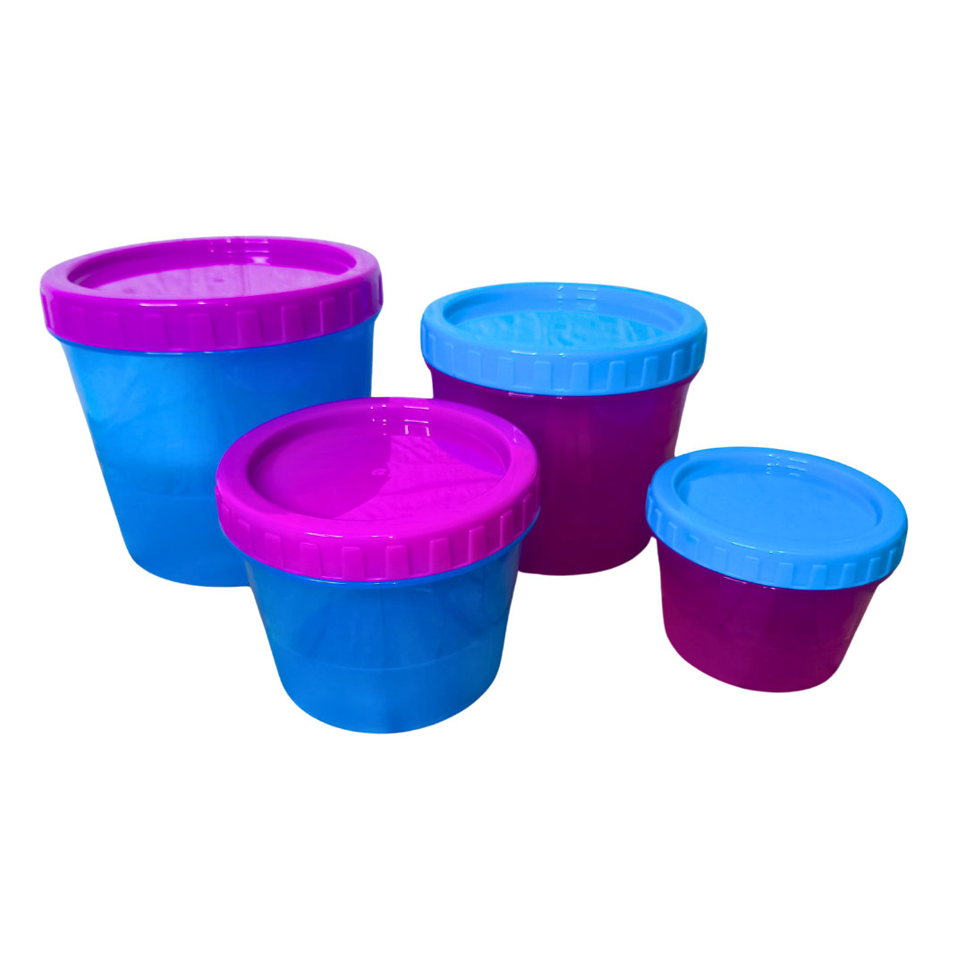 Juego de 4 Contenedores redondos Azul/Fiusha
