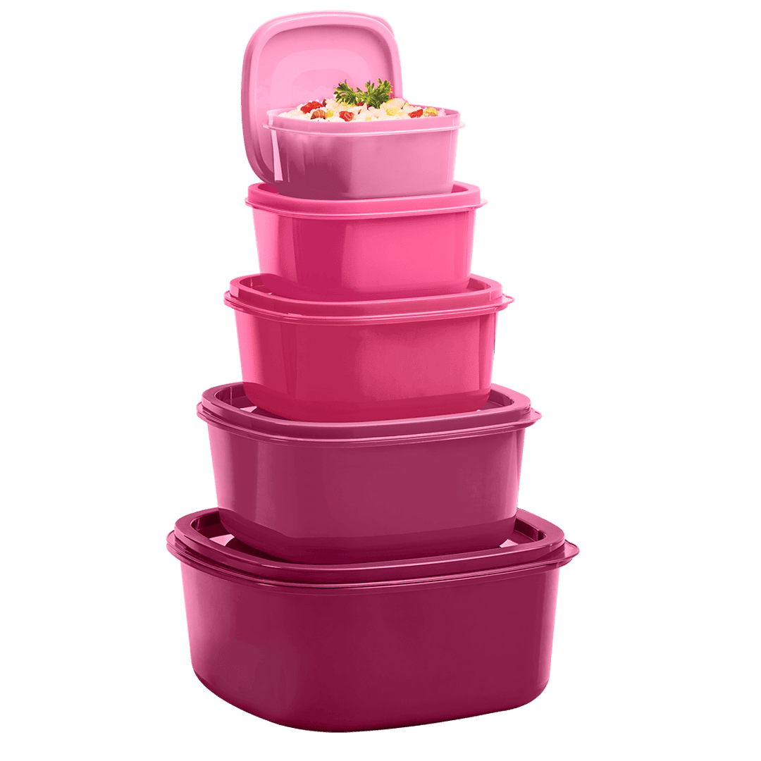 Juego de 5 Contenedores Rosa-Guinda