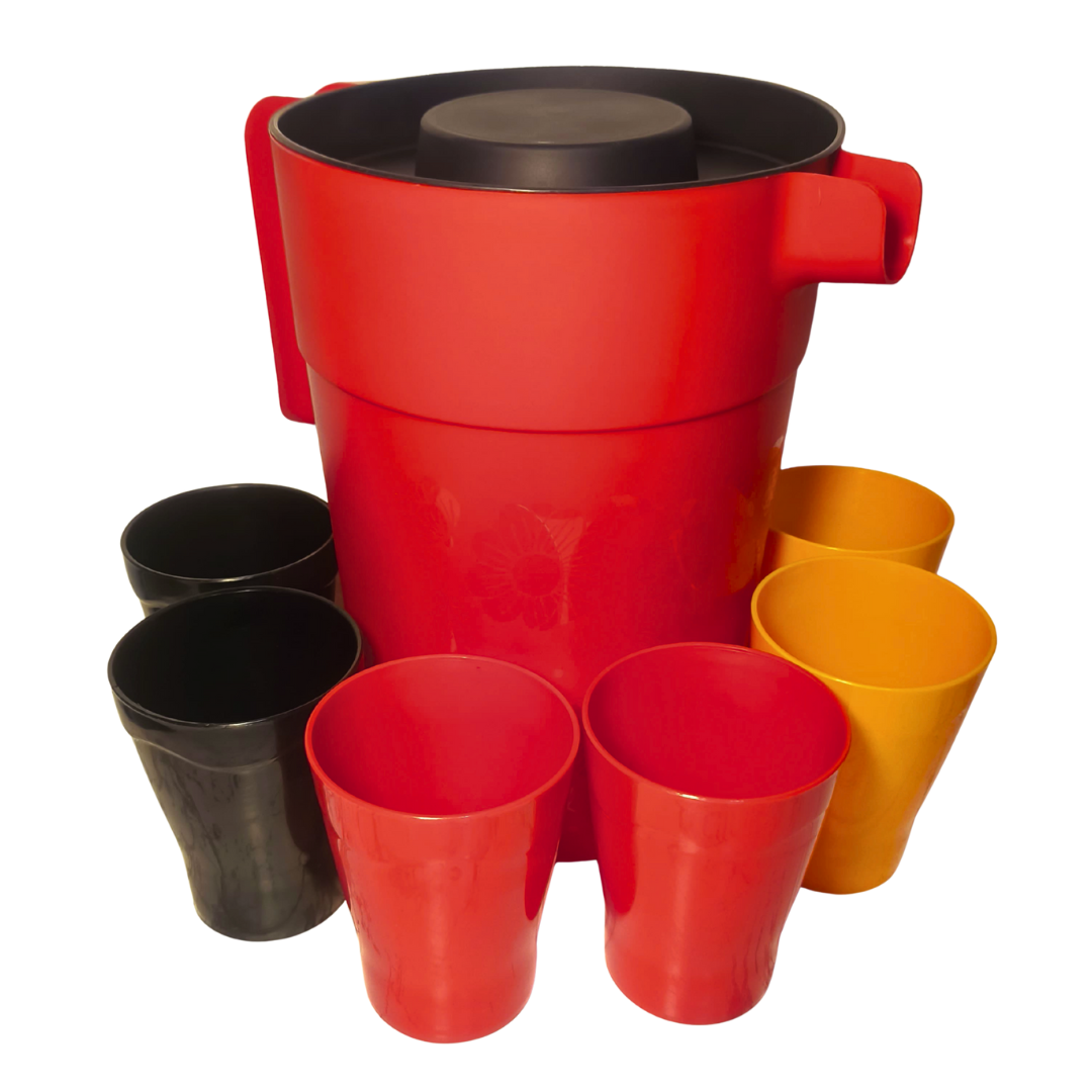 Juego de Jarra Jumbo Roja 4 Litros con 6 Vasos