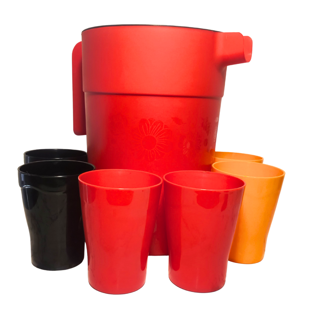 Juego de Jarra Jumbo Roja 4 Litros con 6 Vasos