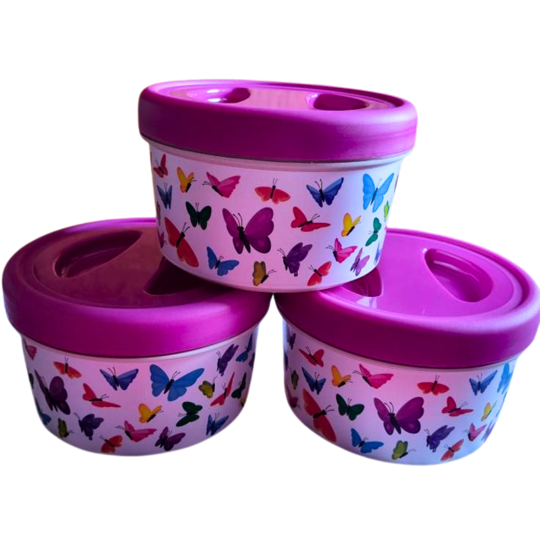 Juego de Tres Contenedores con Taparosca Mariposas