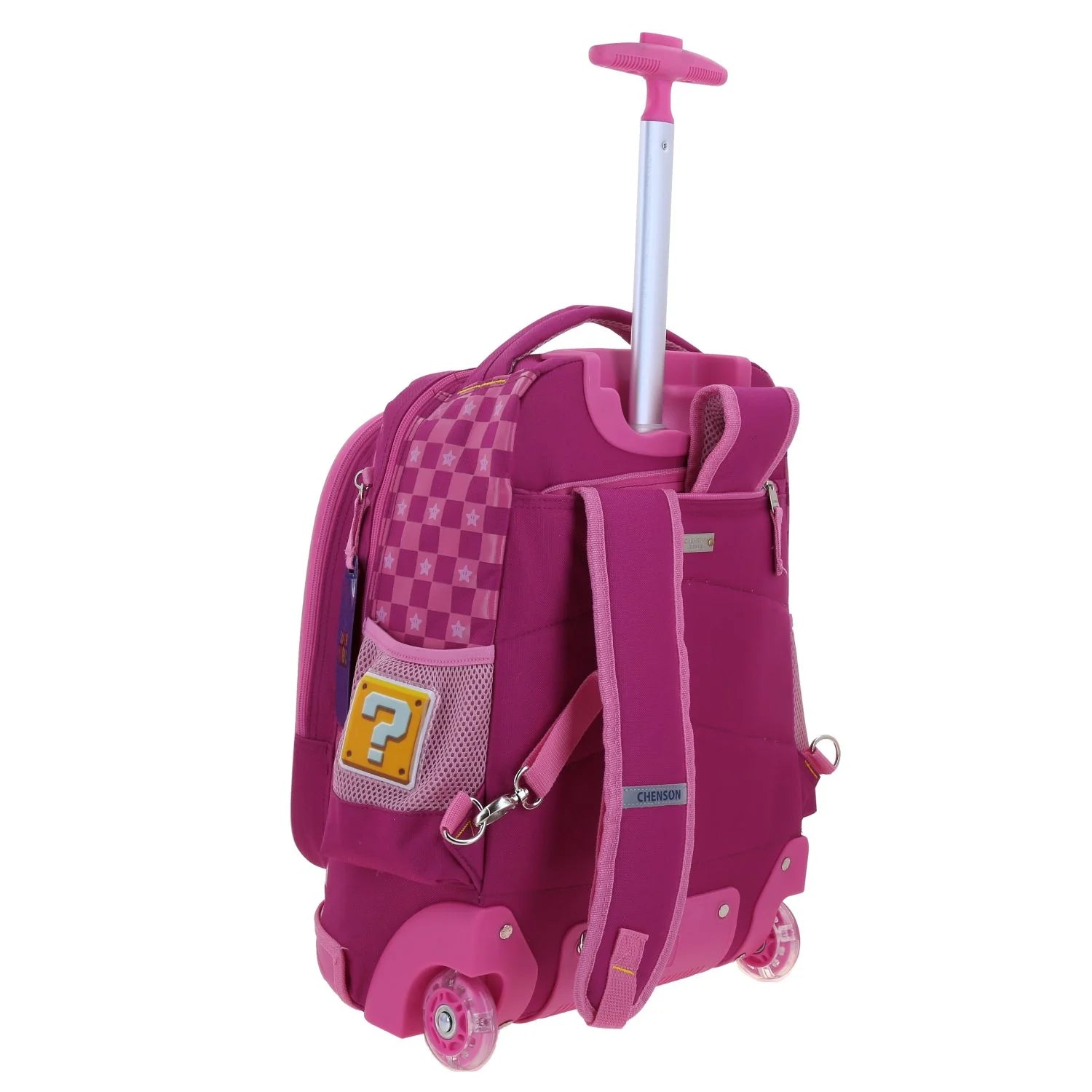Mochila Escolar Mario Bros Rosa con Ruedas Chenson