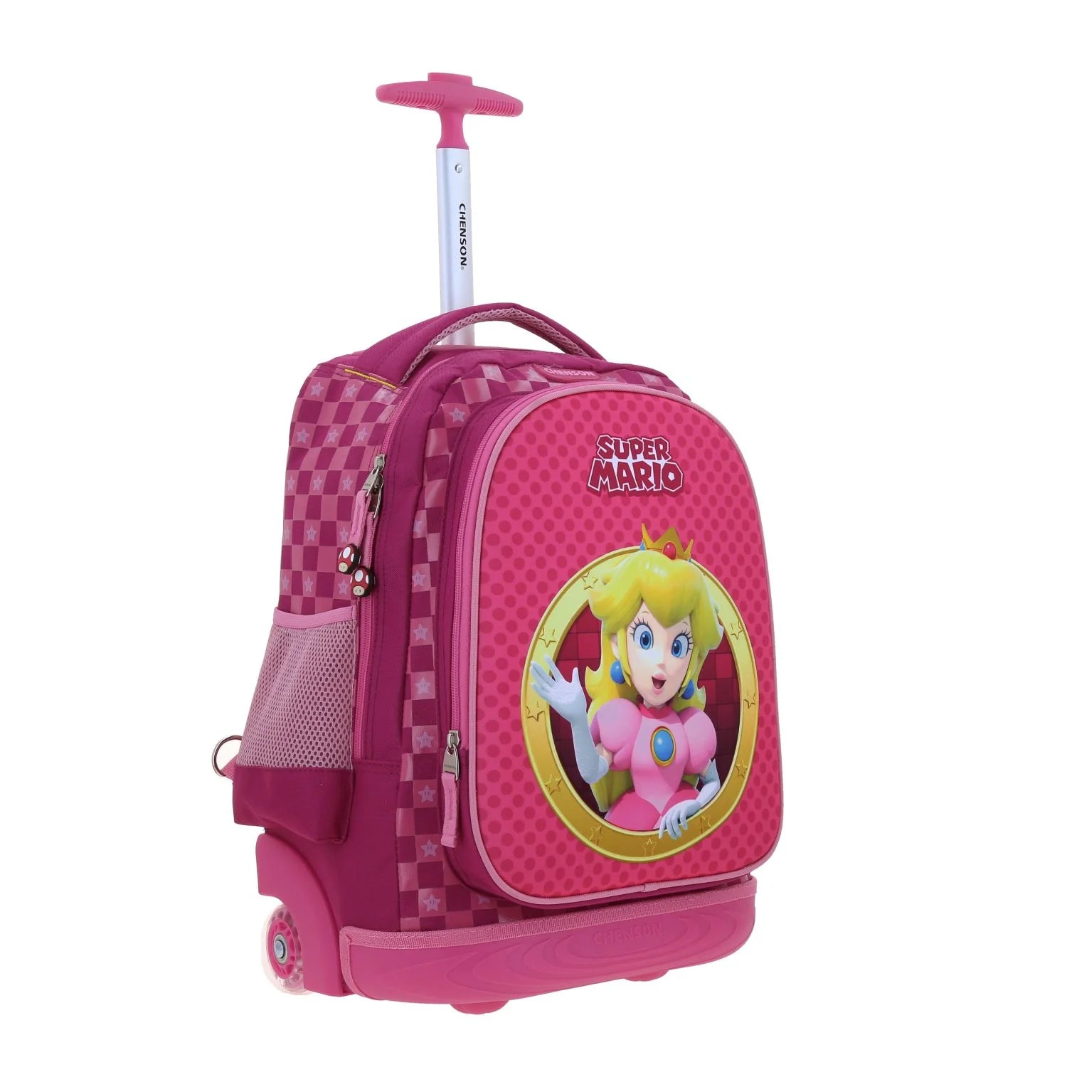 Mochila Escolar Mario Bros Rosa con Ruedas Chenson