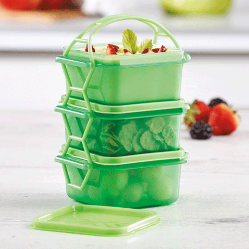 Mini Portavianda Verde con 3 Recipientes 180 ml c/u