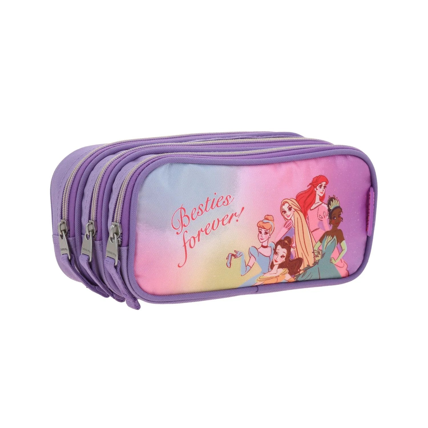Estuche de Lápices Princesas Lila Chenson - Triple Compartimento