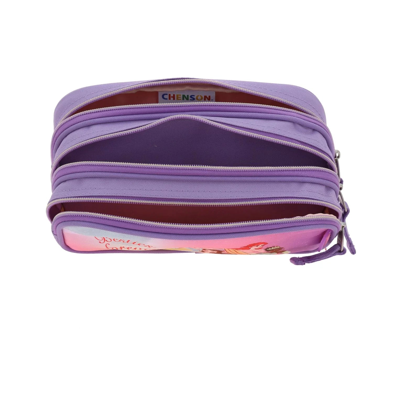 Estuche de Lápices Princesas Lila Chenson - Triple Compartimento