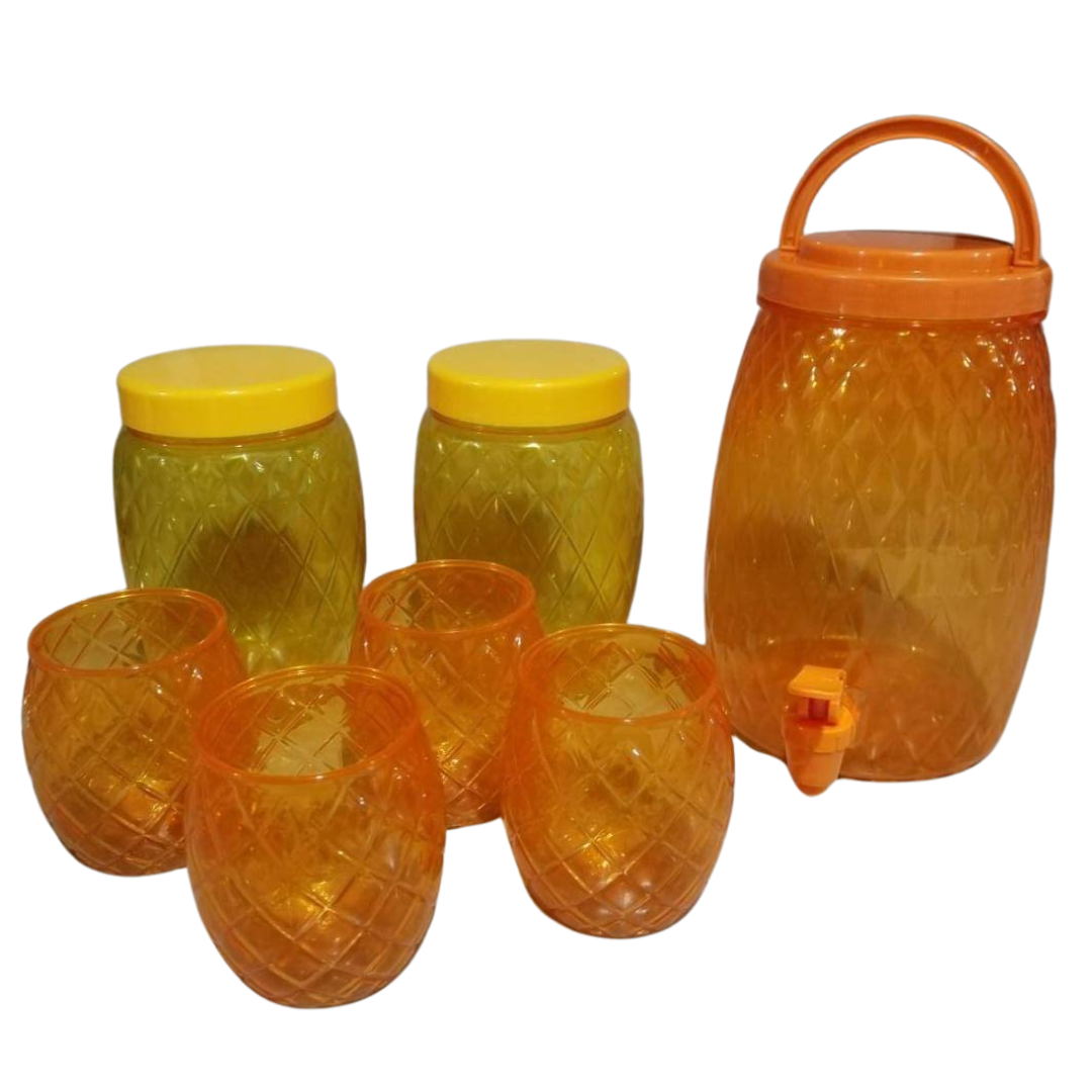 Set Citrus 7 Piezas Vitrolero, Contenedores y Vasos