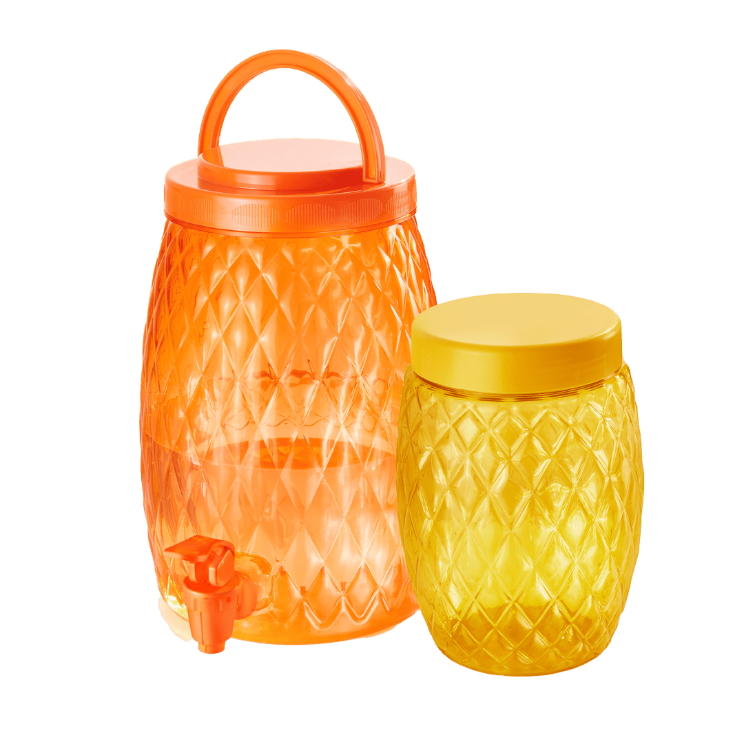 Set 2 Piezas Vitrolero 2.8 L y Contenedor Amarillo - Naranja