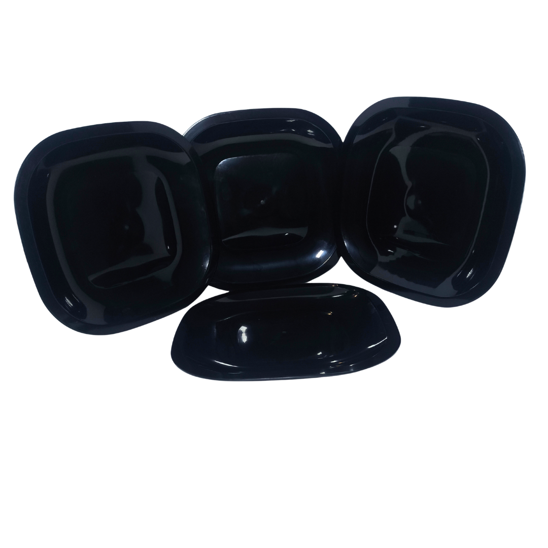 Set de 4 Platos Cuadrados color Negro