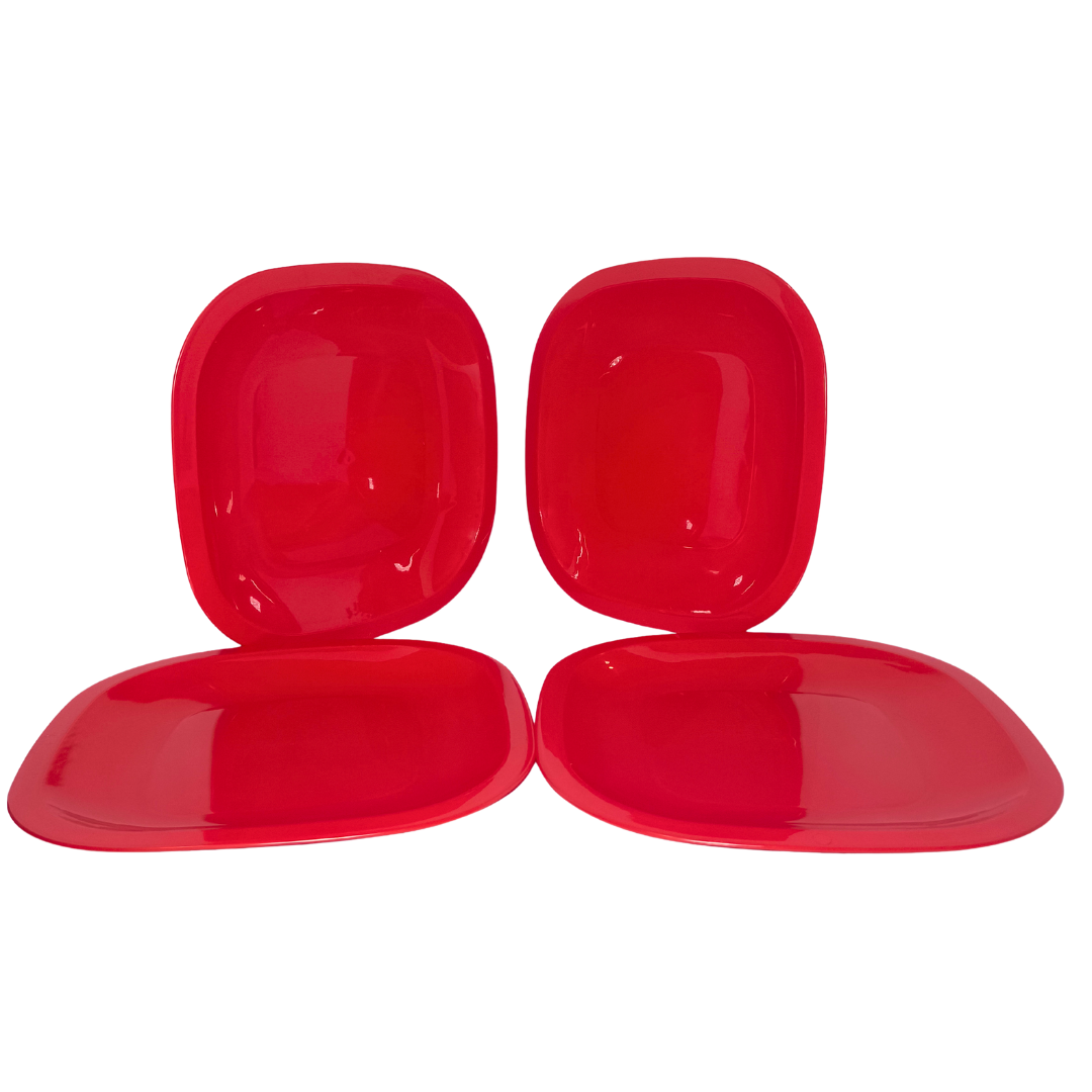 Set de 4 Platos Cuadrados color Rojo