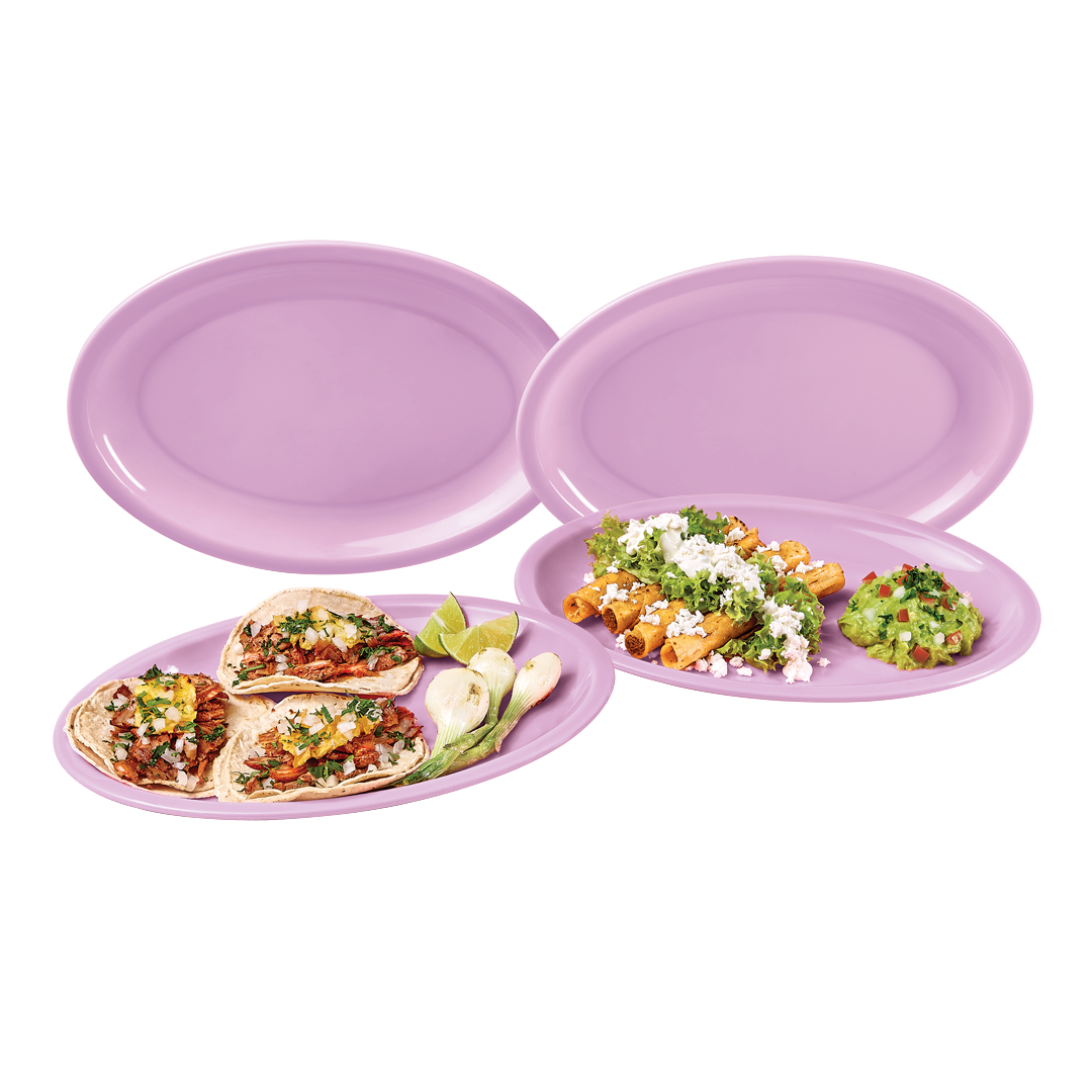 Set de 4 Platos Jumbo de Plástico color Rosa