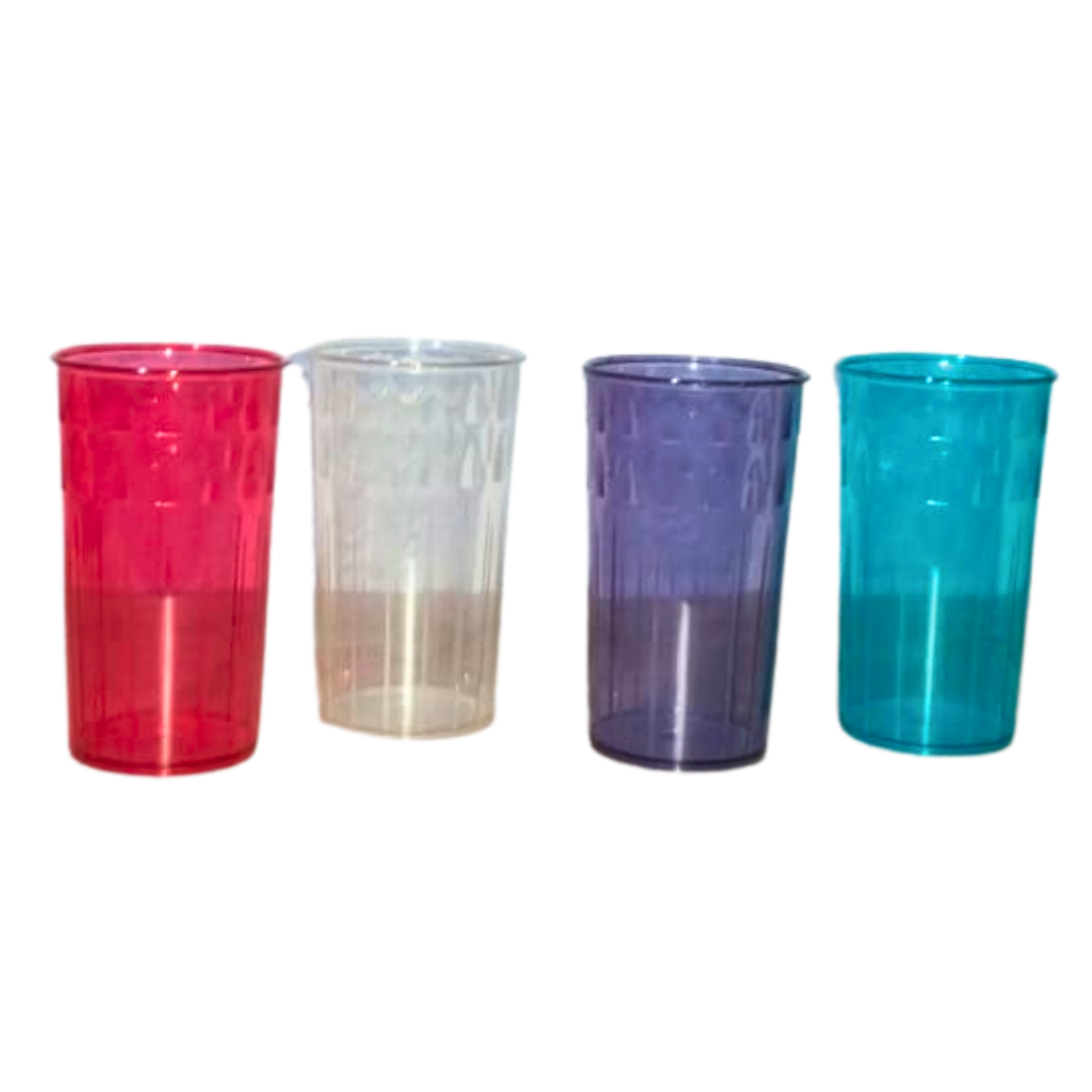 Set de 4 Vasos Multicolor tipo Cristal - Cap. 275 ml c/u