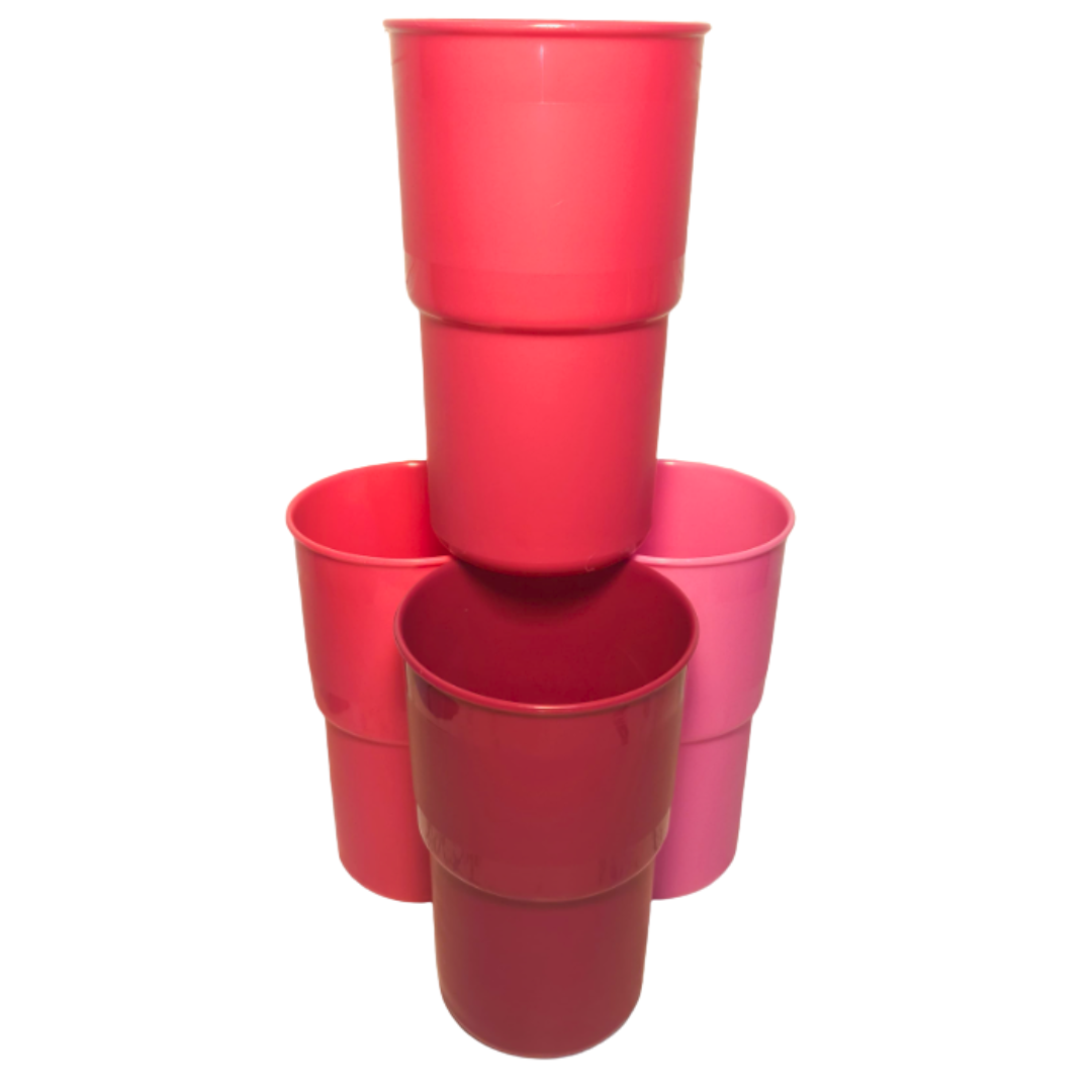 Set de 4 Vasos de plástico Rosa Capacidad 900 ml