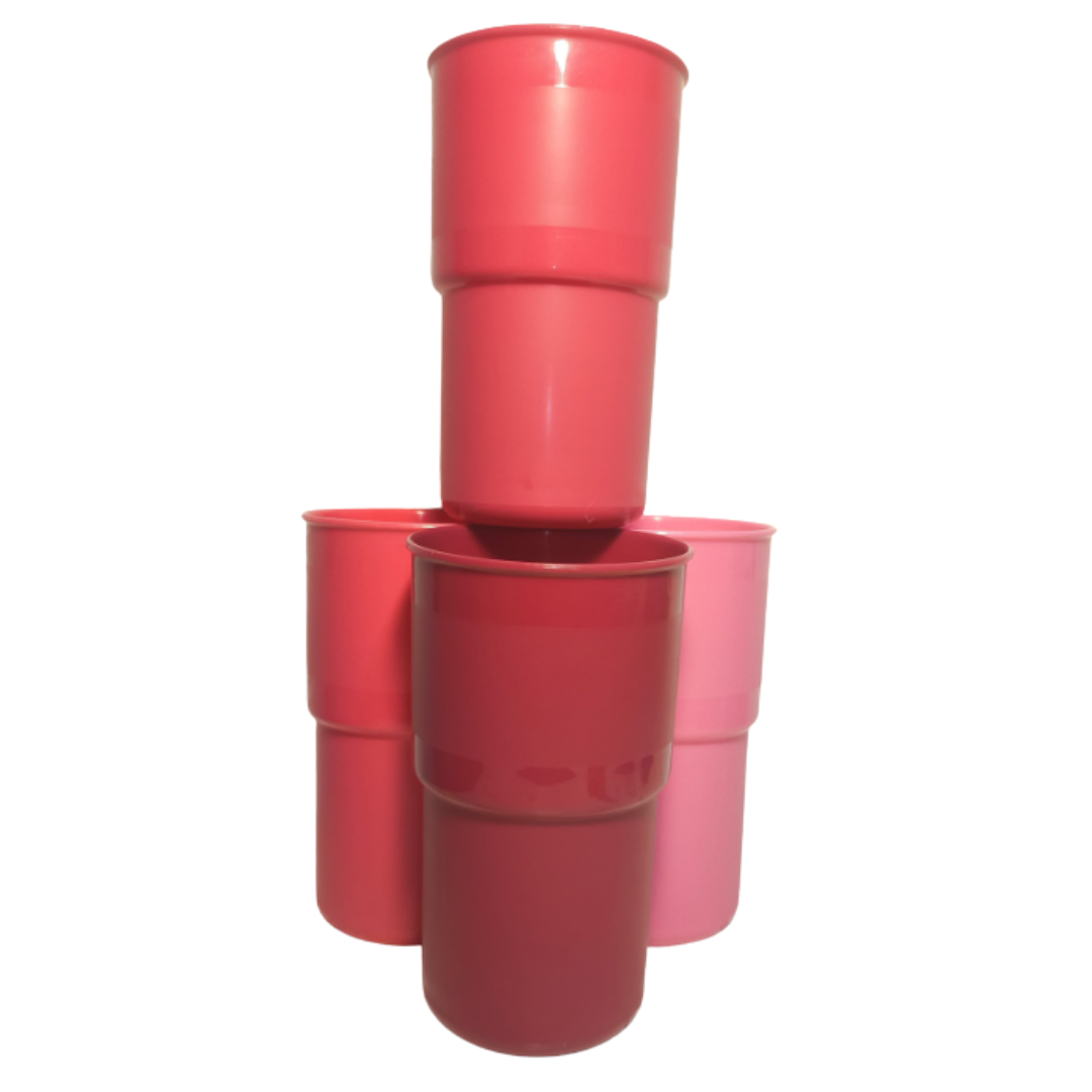 Set de 4 Vasos de plástico Rosa Capacidad 900 ml