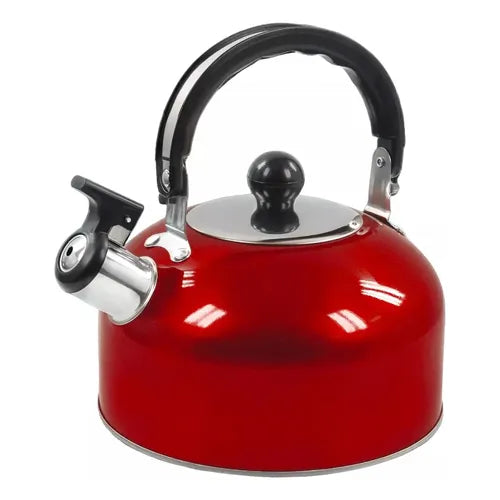 Tetera Silbadora Roja Acero Inoxidable