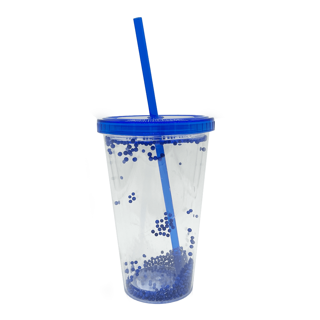 Vaso con Popote Azul Cap. 450 ml