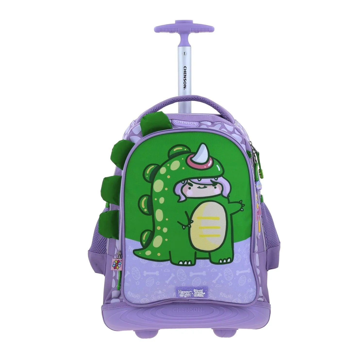 Mochila Escolar con Ruedas Dinosaurio Happy Girl Vania Bachur
