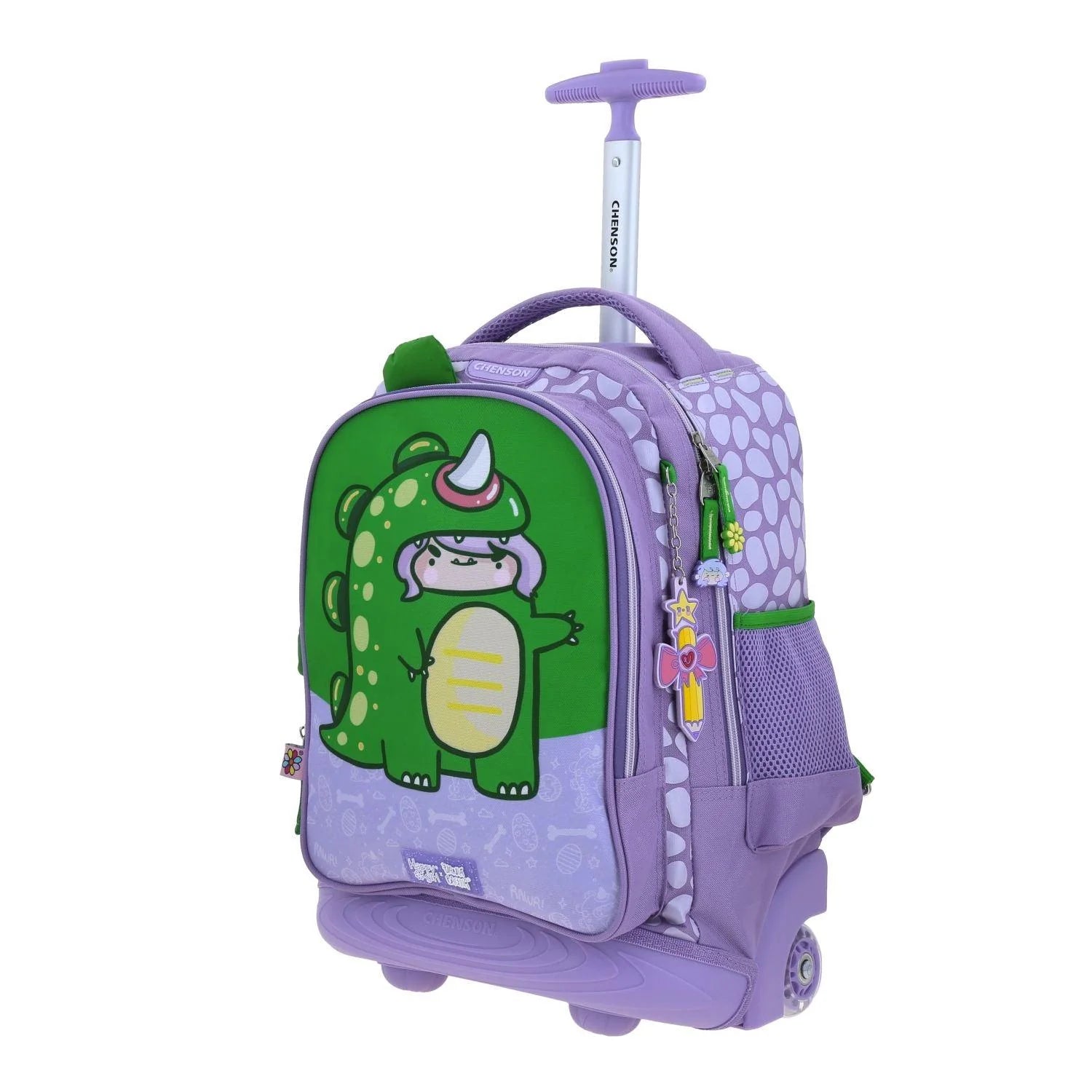 Mochila Escolar con Ruedas Dinosaurio Happy Girl Vania Bachur