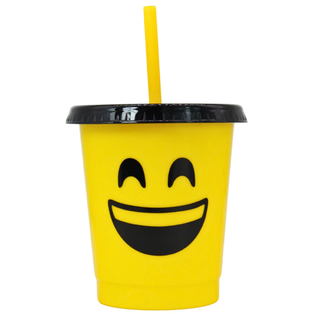 Vaso con popote Mod. Emoji Sonrisa Cap. 473 ml / 16 OZ